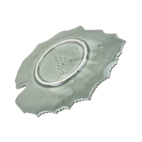 Christian Tortu Paris Leaf Plate VTG Ceramic Botanical Accent French Art Pottery - Picture 7 of 10